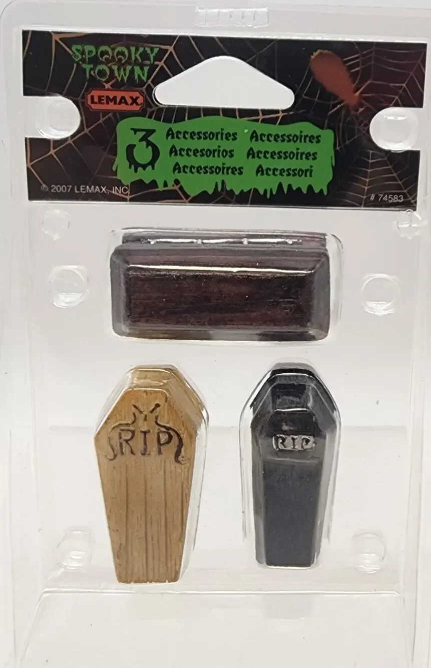 LEMAX Spooky Town 2007 COFFINS SET OF 3 #74583 NIP Halloween
